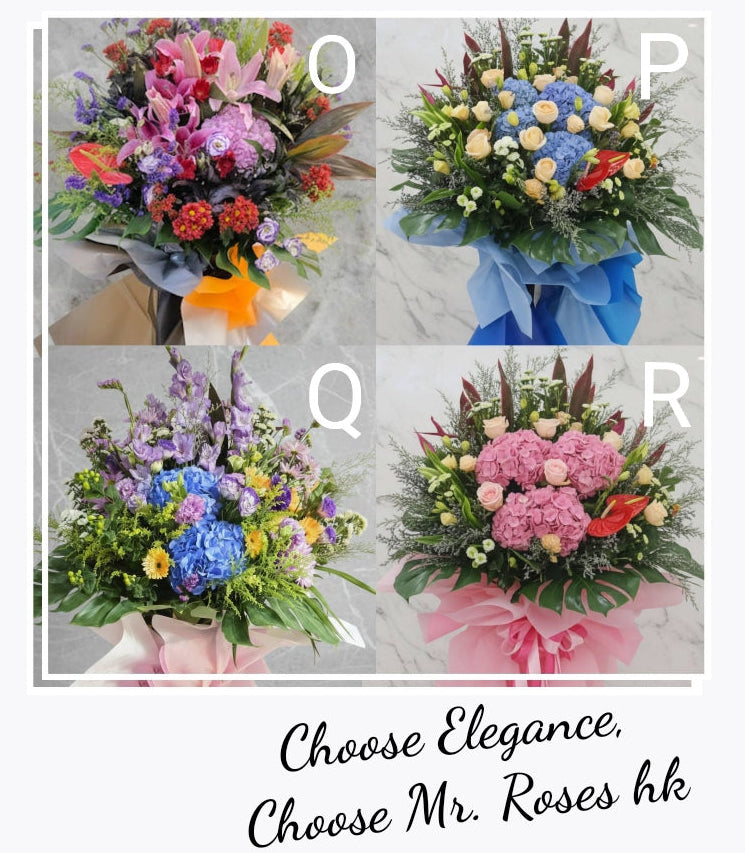 (典雅) 馬卡龍色系開張花籃 Mr.0412