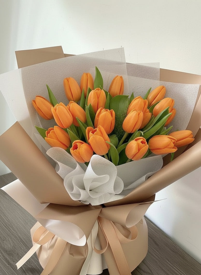 (橙色)20枝鬱金香花束 Mr.065