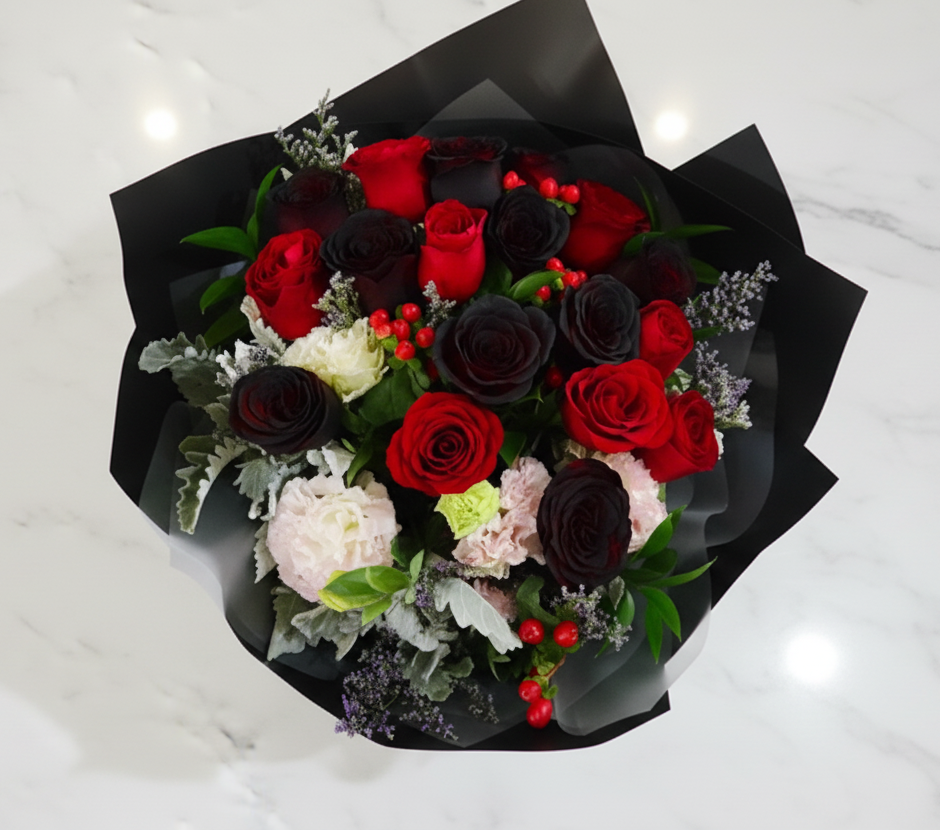 (黑色) 玫瑰心形20枝花束 Mr.035