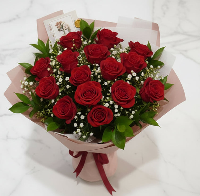 (紅色) 玫瑰花12枝花束 Mr.039