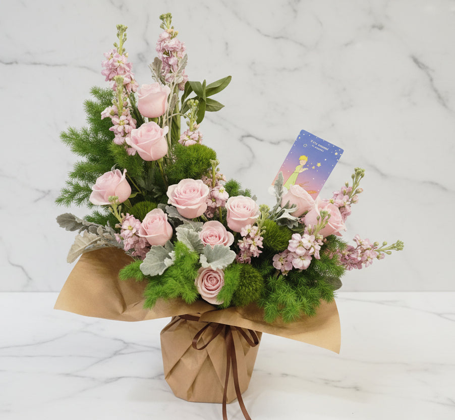 (粉紅色) 玫瑰10支花盒 Mr.024