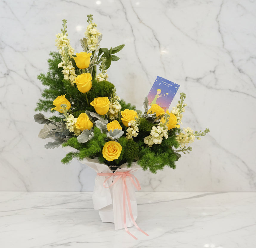 (黃色) 玫瑰10支花盒 Mr.024