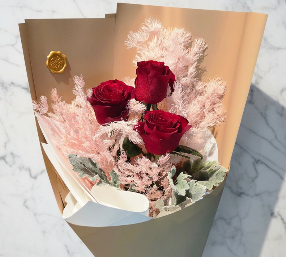 (紅色) 玫瑰3枝花束 Mr.031