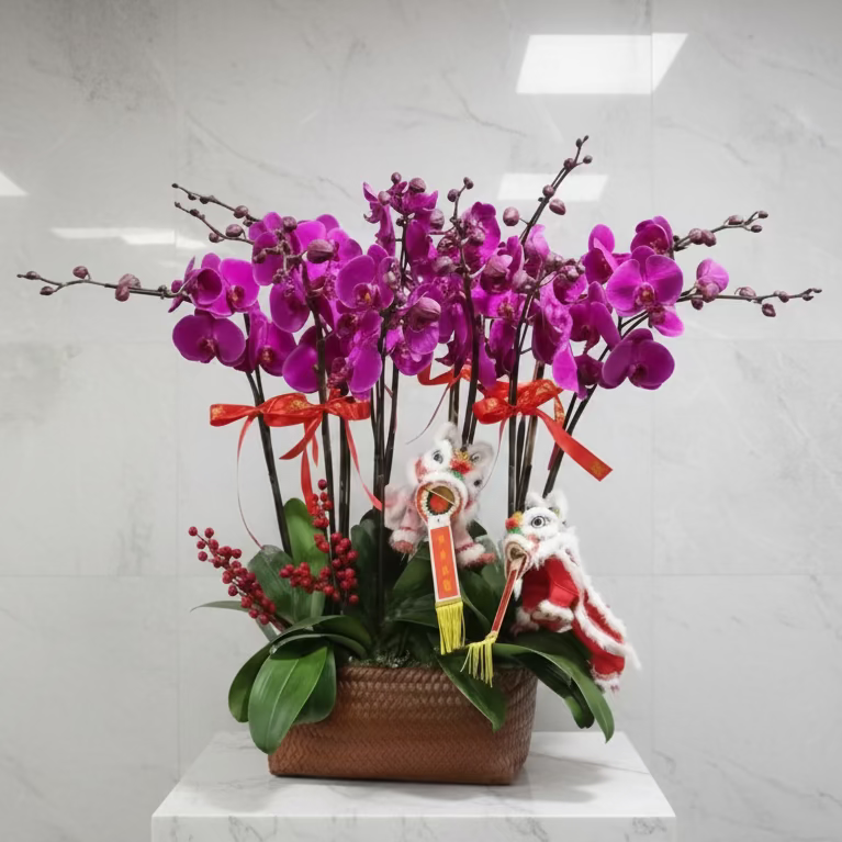 (複製) (桃紅) 免費送貨蝴蝶蘭-18枝喜氣洋洋蝴蝶蘭   (附送 特式掛飾)MR.02