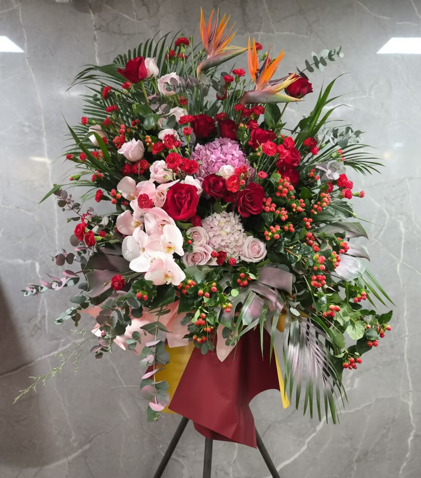 【花開富貴】繡球蘭花氣派花籃｜開業大吉首選 (限時特惠款0411)
