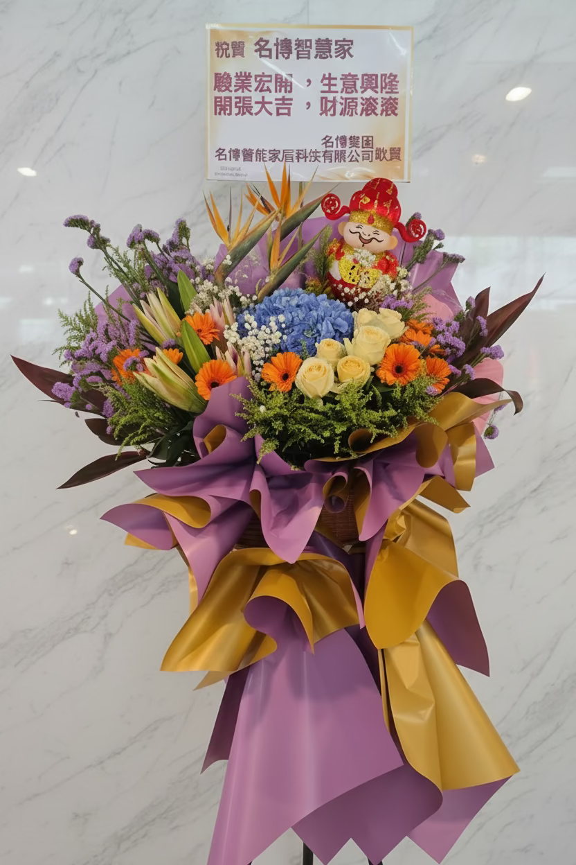【財神降臨紫金輝映】高腳開張花籃 Mr.0438（免費送貨）