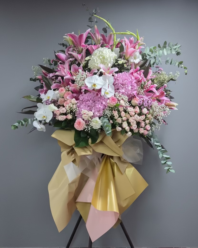 (紅色粉紅色) 開張花籃 Mr.0441（免費送貨）
