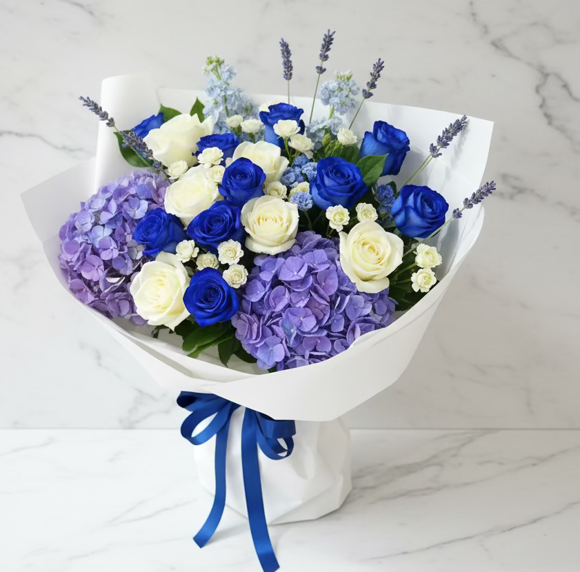 (紫藍色) 繡球桔梗花花束 Mr.062