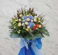 (藍色) 藍黃交響開張花籃 Mr.0417（免費送貨）