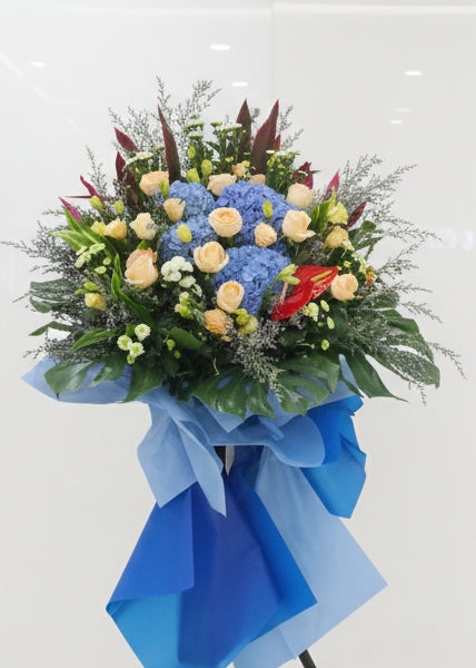 (藍色) 藍黃交響開張花籃 Mr.047