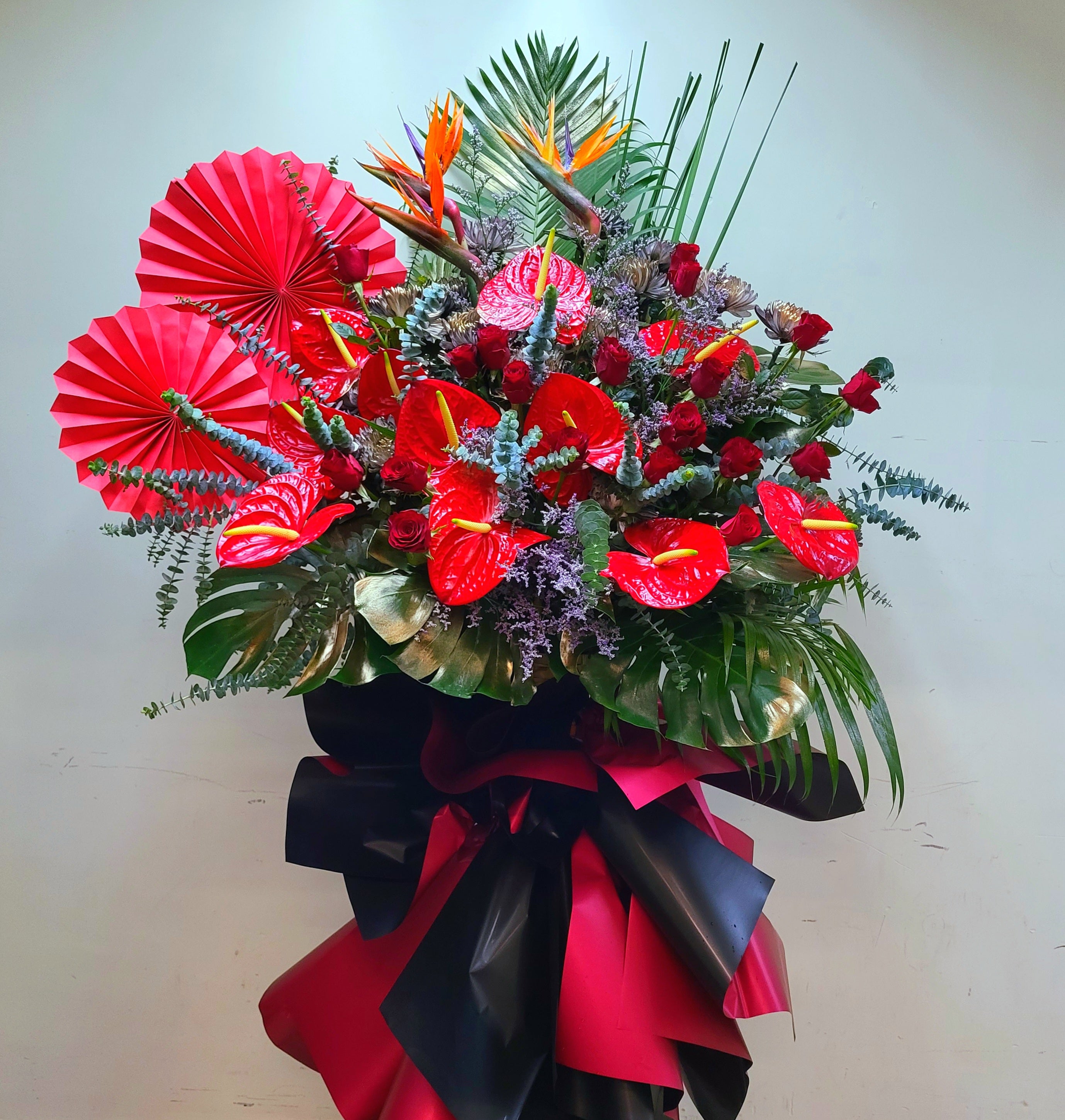 (紅色) 日本紅掌開張花籃 Mr.0413