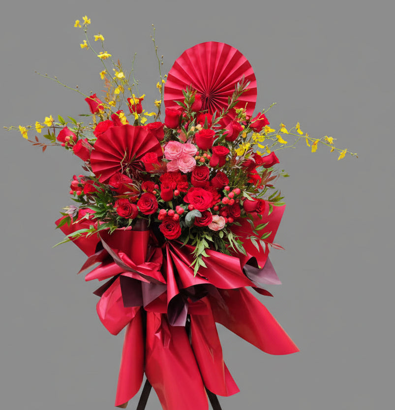 (紅色) 日本玫瑰開張花籃 Mr.0414