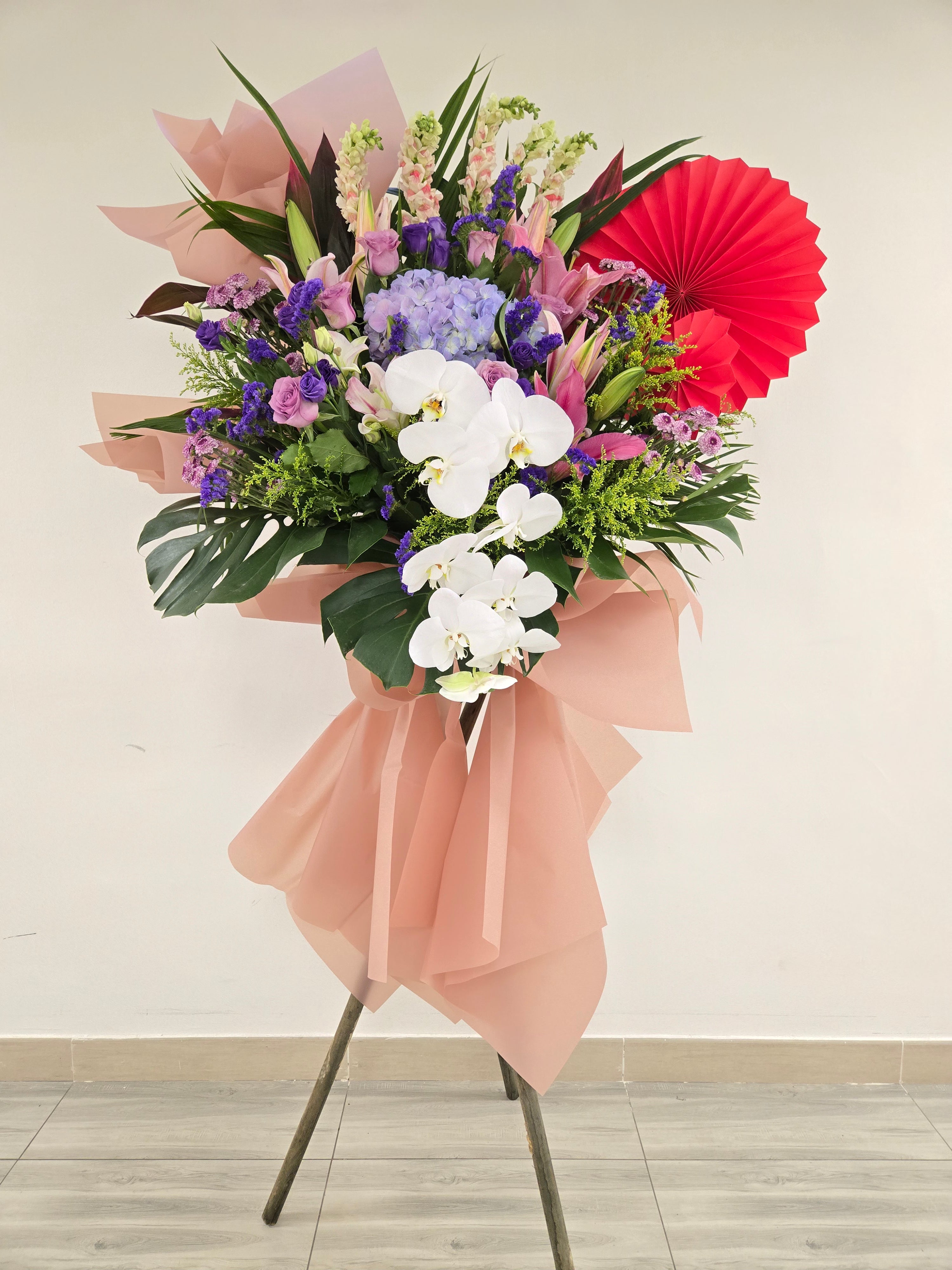 (紫色) 玫瑰開張花籃 Mr.042