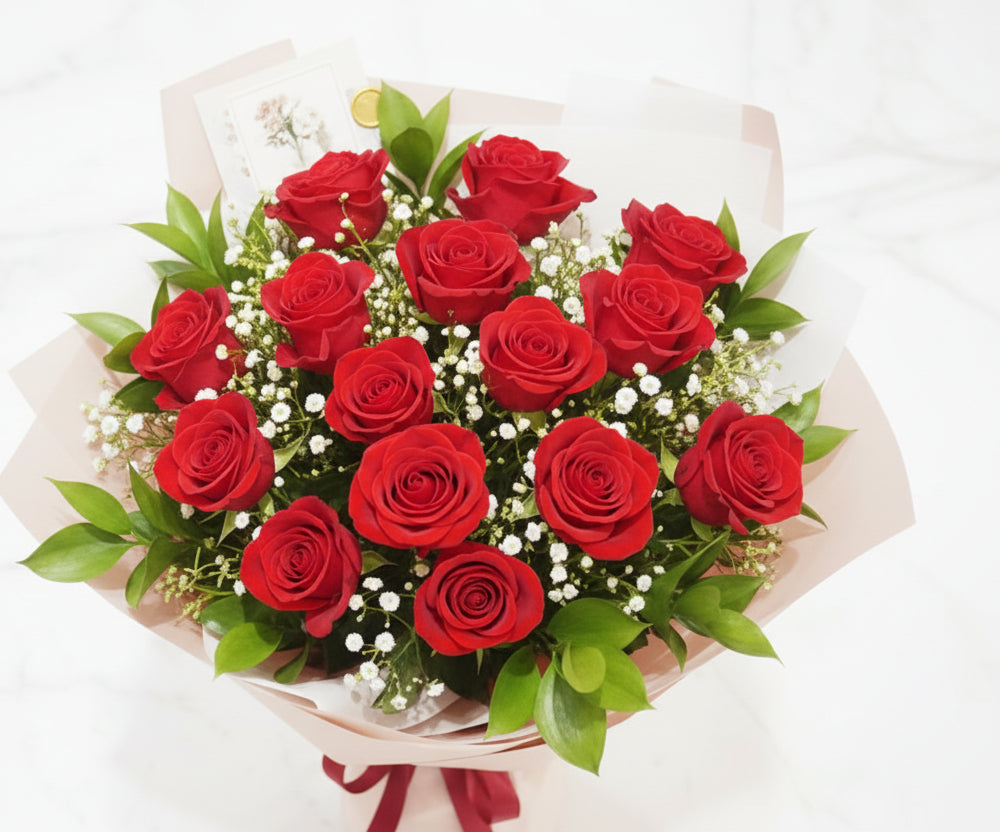 (紅色) 玫瑰花12枝花束 Mr.039