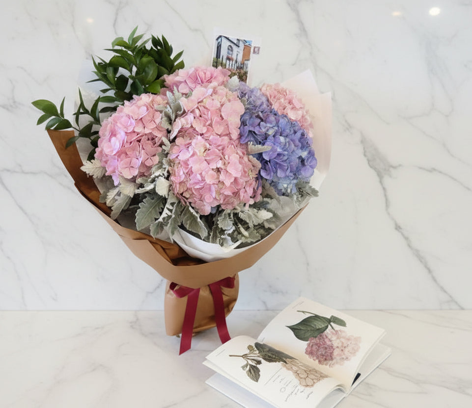 (粉紫色) 繡球桔梗花花束 Mr.06