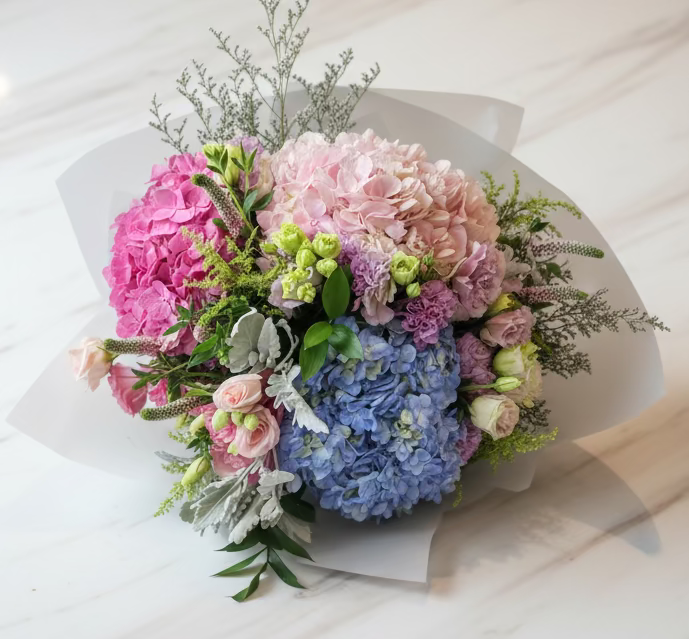 (粉紫色) 繡球桔梗花花束 Mr.06