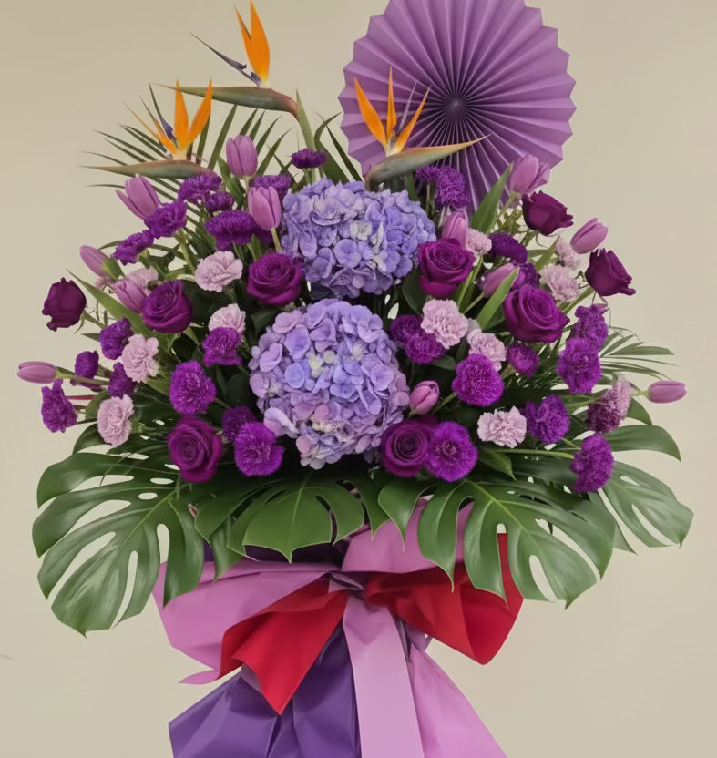 (紫色) 日式玫瑰開張花籃 Mr.046