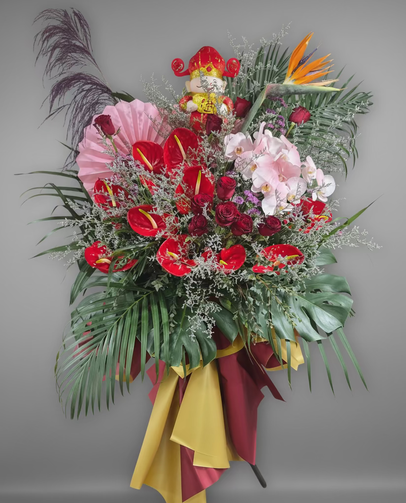 開業送禮最體面！【MR.ROSE 財神花籃】免運費幫您把財氣親自送到 Mr.0404
